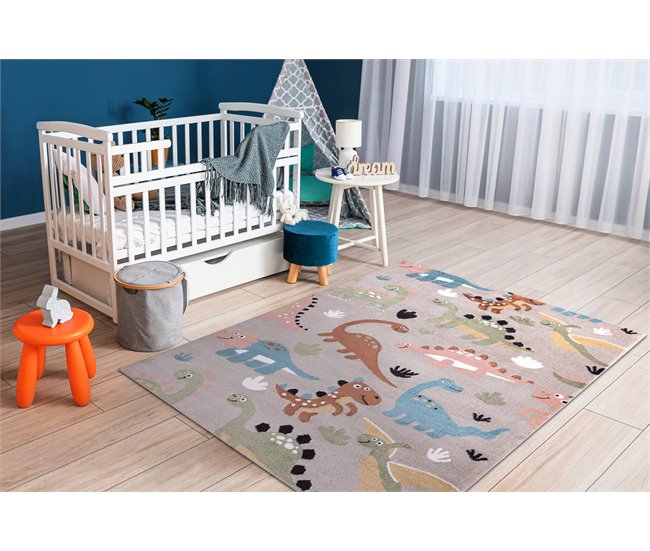 Alfombra FUN Dino para niños dinosaurios 240x330 Beige