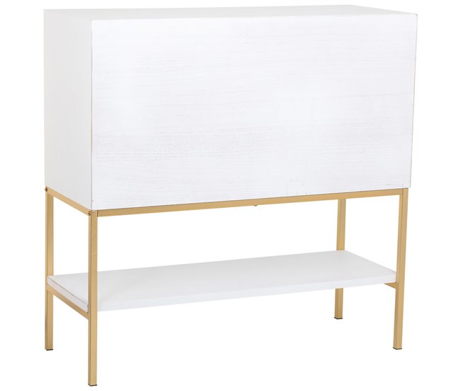 Aparador de 2 puertas de madera y metal Blanco