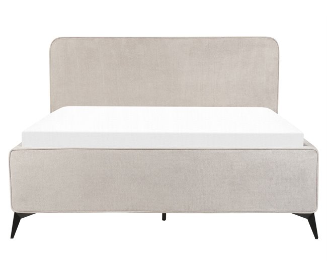 Beliani Cama con somier Poliéster VALOGNES 172x220 Gris Claro