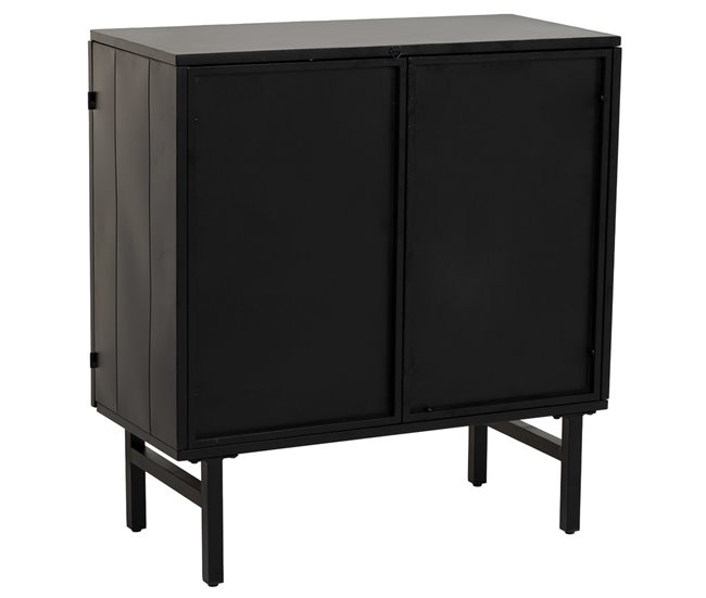 Aparador de metal y madera 2 puertas Negro