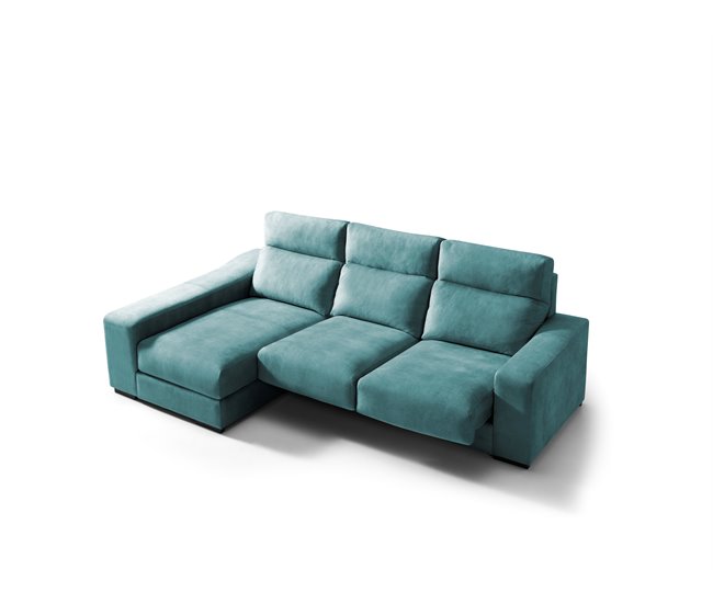 Chaise longue 4 plazas con 3 puffs FULL Azul Medio