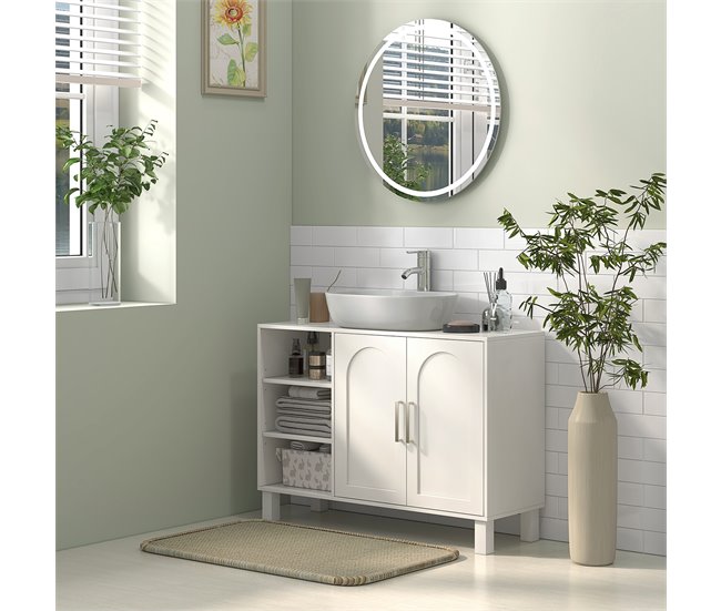 Mueble bajo Lavabo MDF, Melamina de Madera HOMCOM, hogar - baño Crudo