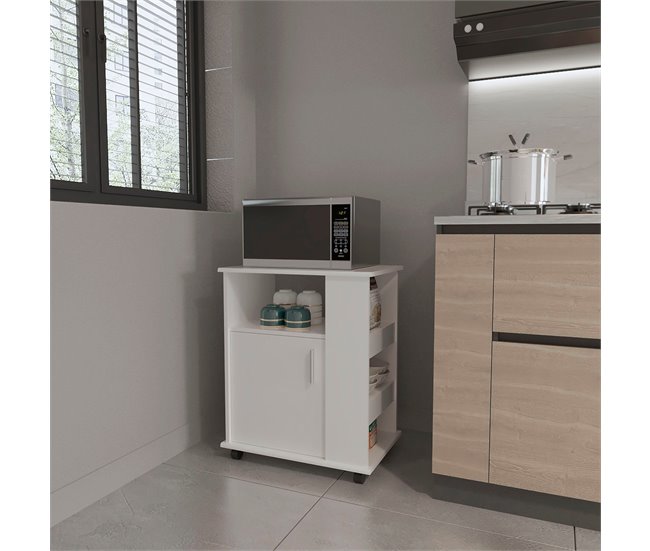 Armario inferiror Lower para microondas en melamina con gabinete Blanco