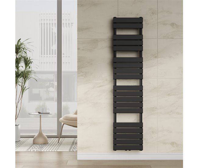 Radiador toallero mural Voss 801 W 19 lamas acero Negro