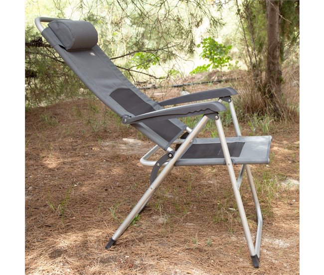Aktive Silla plegable jardín reclinable 6 posiciones Gris