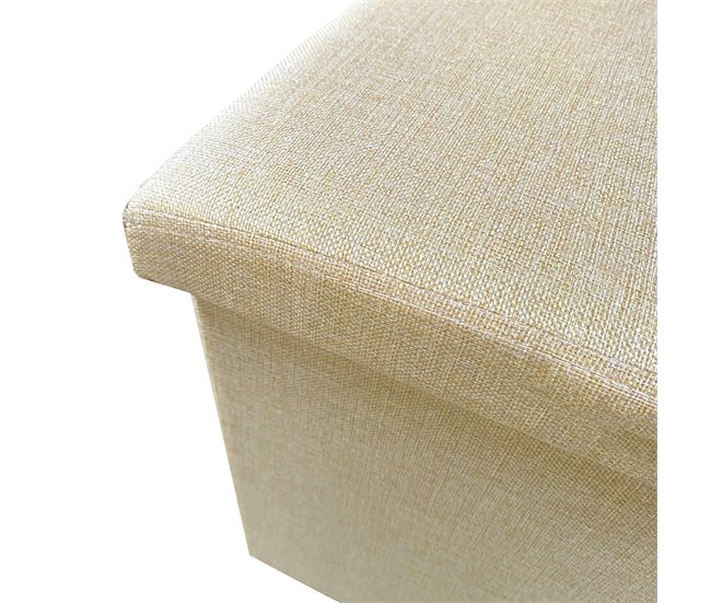Puff Ottoman de Almacenaje Cuadrado Plegable Beige