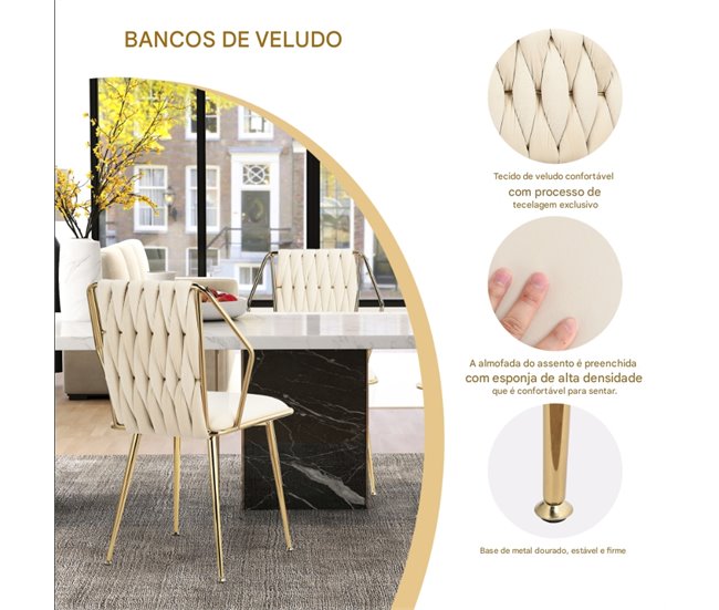 2 piezas, silla de comedor, silla de cocina, silla de salón Crema