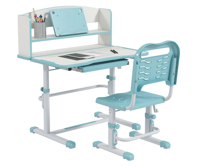 Pupitre Infantil PP, MDF, Acero ZONEKIZ 54x80 Azul