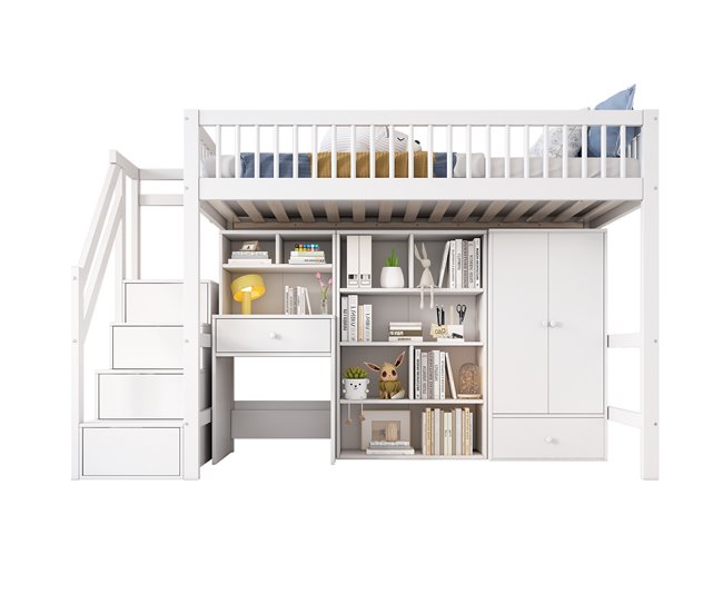 Cama alta para niños Blanco