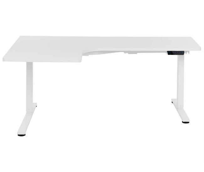Beliani Escritorio esquinero regulable eléctrico DESTINES 160x109 Blanco