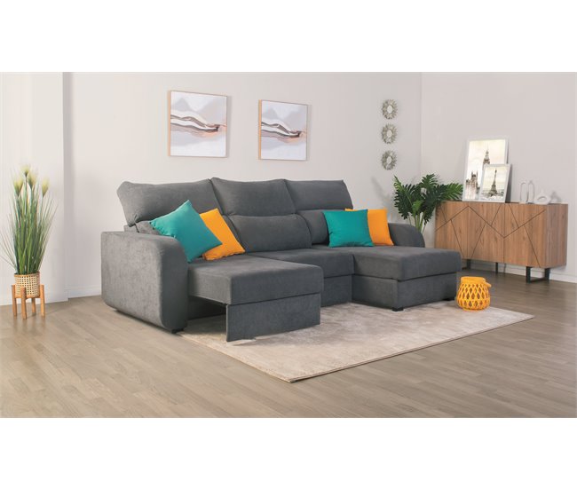 Chaise longue convertible en cama tela APRIL Gris