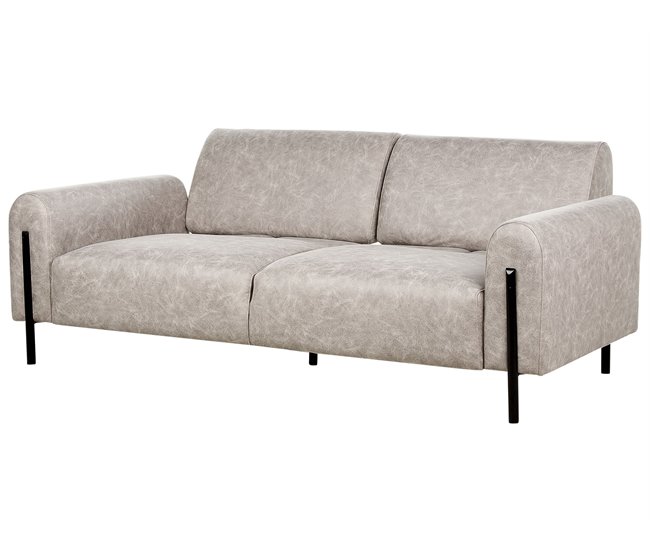 Beliani Sofá de 3 plazas Poliéster ASKIM Beige