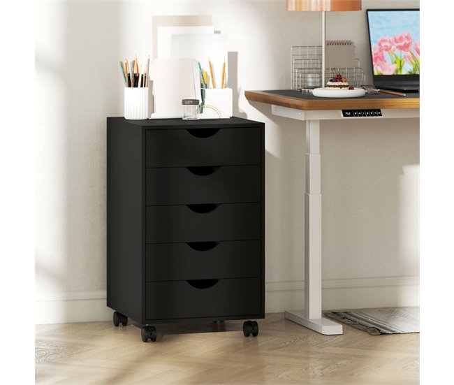 Cajonera de Oficina MDF HOMCOM, oficina - muebles de oficina Negro