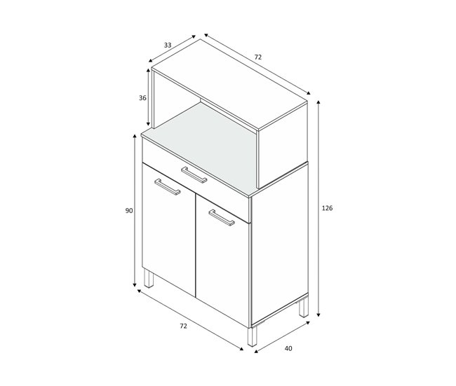 Armario multiusos 2 puertas efecto madera 72 Blanco/ Madera