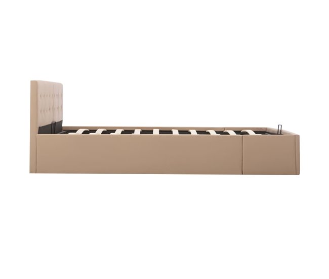 Cama canapé hidráulica cuero sintético 180x200 Marron
