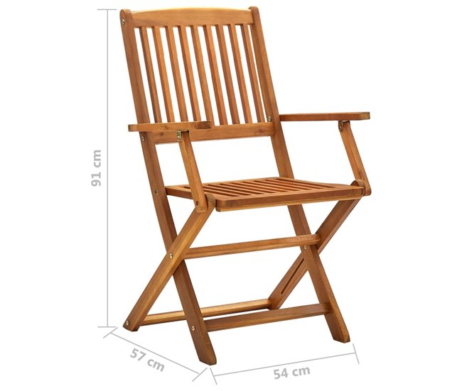 4 Sillas de jardín plegables de madera maciza de acacia Gris