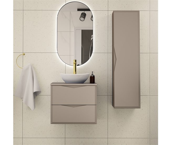 Conjunto de muebles con lavabo individual y columna Ellie 60 Beige