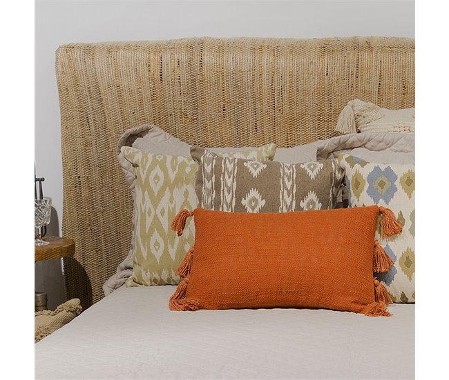 Funda de cojín de algodón con flecos M/Joy 