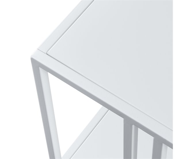 Mesa de centro Kumlinge rectangular con 1 estante metal 110x55 Blanco