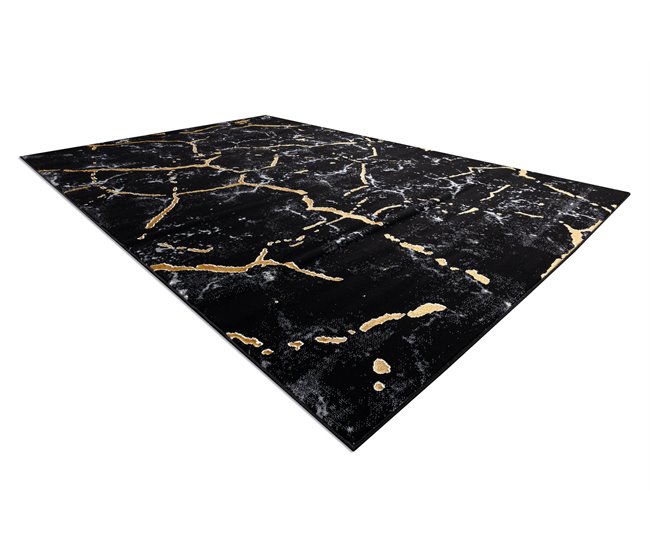 Alfombra GLOSS moderno 410A 86 Mármol Roca elegante glamour 240x330 Negro