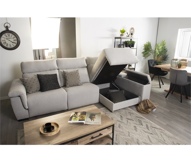 Chaise longue 4 plazas ADRIA relax eléctrico derecho gris claro Gris Claro