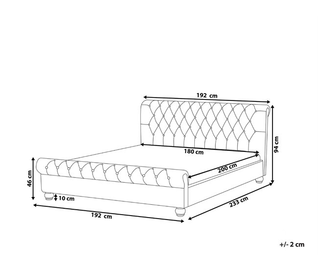 Beliani Cama con somier Terciopelo AVALLON 192x233 Azul Marino