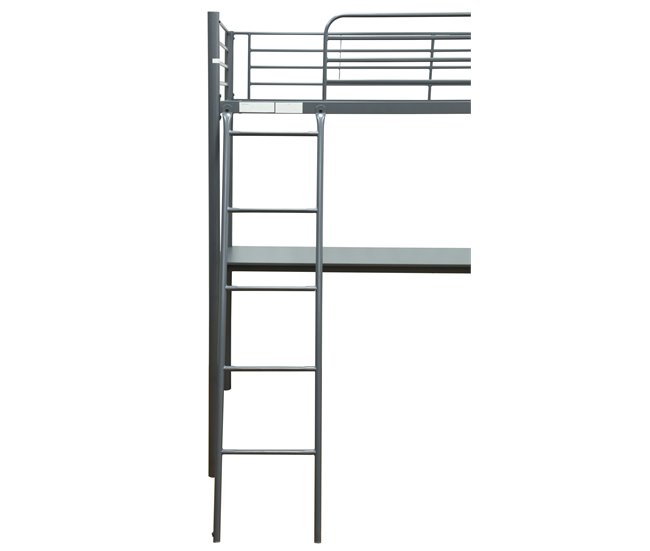 Litera loft LEBRON, con escritório y cama superior Gris
