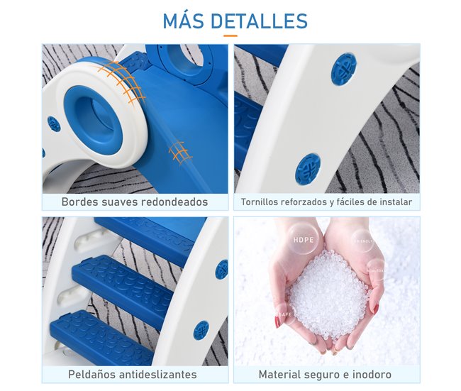 Tobogán Plegable Infantil HDPE HOMCOM Azul