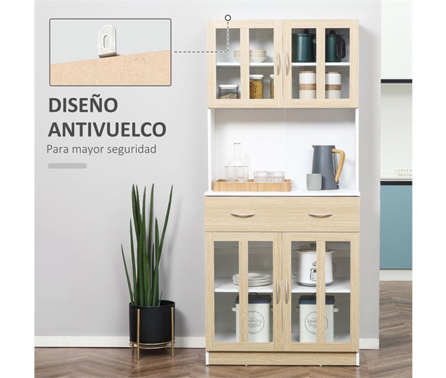 Alacena de Cocina Melamina de Madera HOMCOM, hogar - cocina Blanco/ Madera