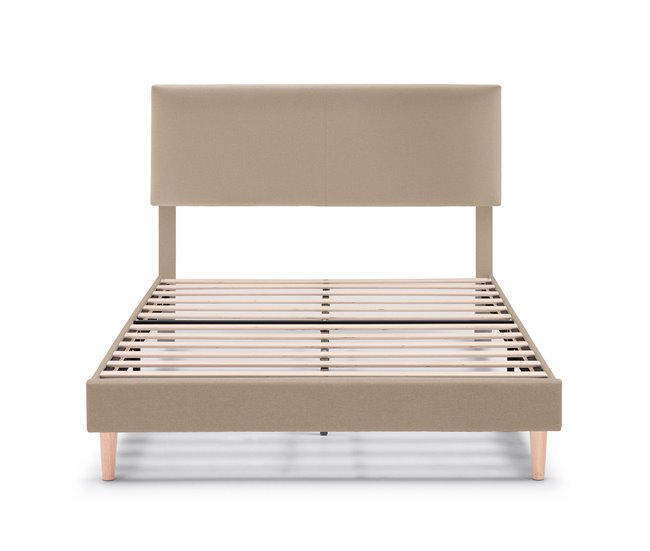 Estructura de cama tapizada Lauren 140x190 Beige