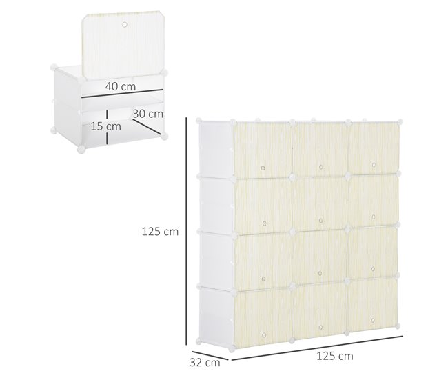 Armario Modular PP, Acero HOMCOM, hogar - muebles de dormitorio Natural/ Blanco