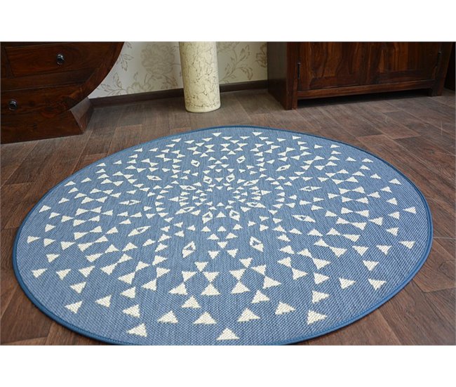 Alfombra de cuerda sisal FLAT círculo Vidriero 120x120 Azul