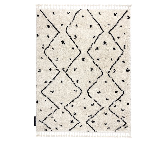 Alfombra BERBER TETUAN B751 zigzag Franjas Bereber Marroquí Shag 120x170 Crema