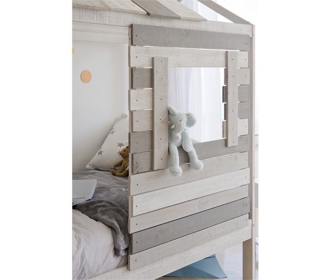 Cama 90x190cm modelo CABANA blanca y gris Blanco/ Gris