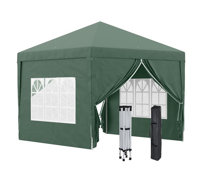Carpa Plegable Tela Oxford, Acero Outsunny 295x295 Verde