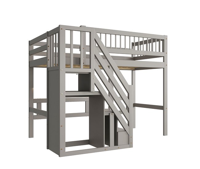 Cama alta para niños 142x205 Gris