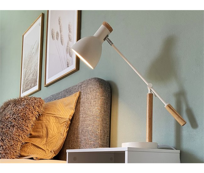 Beliani Lámpara de mesa PECKOS Blanco