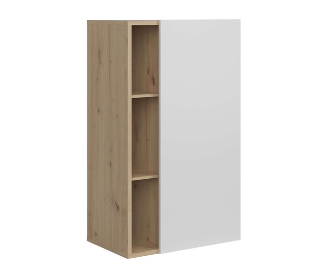 Aparador Donna 1 Puerta 4 Estantes Estilo Nórdico Blanco/ Madera