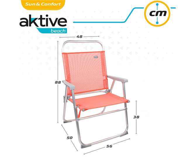 Silla plegable alta aluminio coral Aktive Naranja
