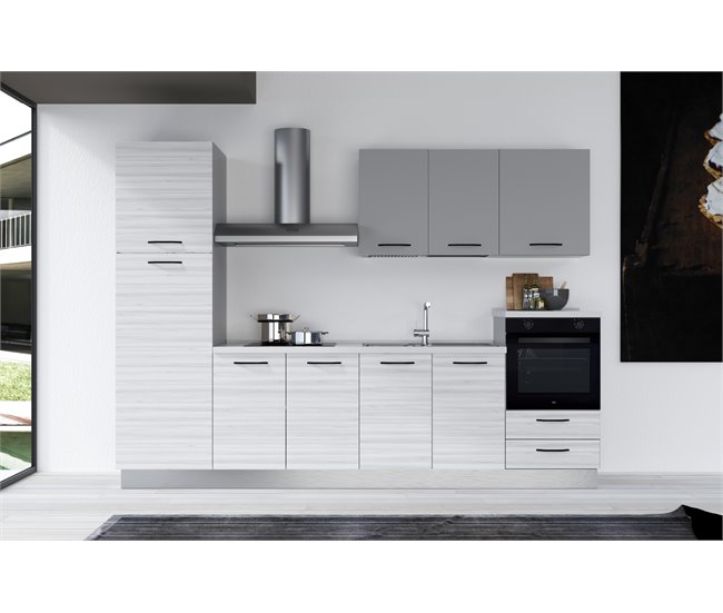 Cocina GILDA 2.0 derecha Gris Claro/ Madera Gris