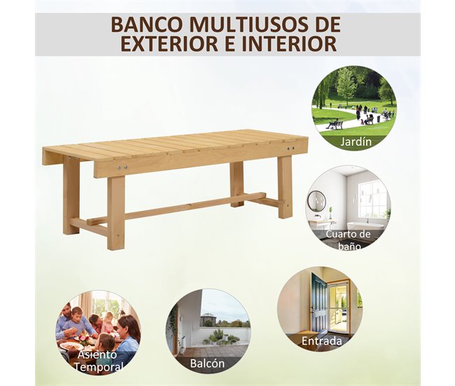 Banco de Jardín Madera de Abeto Outsunny Natural