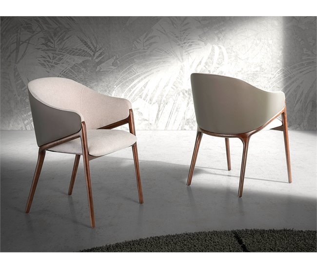ANGEL CERDA Silla comedor tapizada tela y polipiel Beige