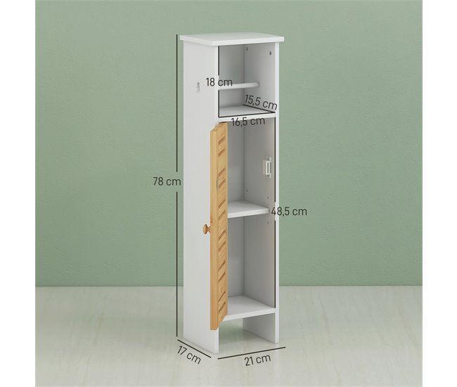 Columna de Baño MDF, Bambú HOMCOM, hogar - baño Blanco