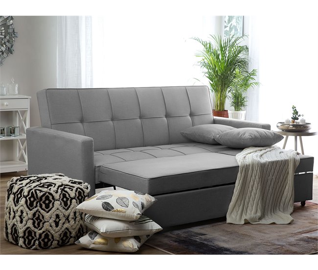 Beliani Sofá de 3 plazas Poliéster GLOMMA Gris Claro