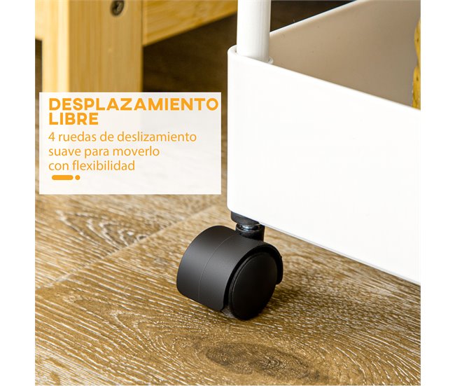 Carrito Auxiliar Acero, ABS HOMCOM, hogar Blanco