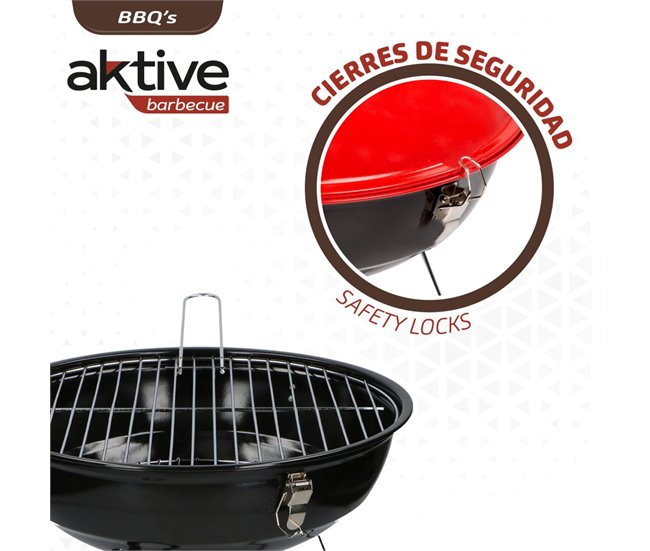 Barbacoa carbón con tapa Aktive Rojo