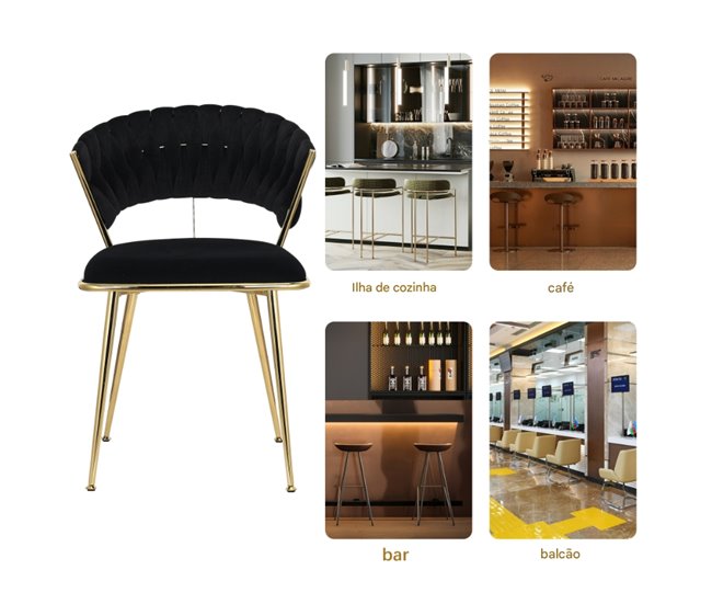2 piezas, silla de comedor, silla de cocina, silla de salón Negro