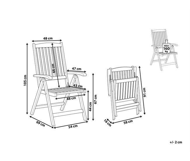 Beliani Conjunto plegable AMANTEA Marron
