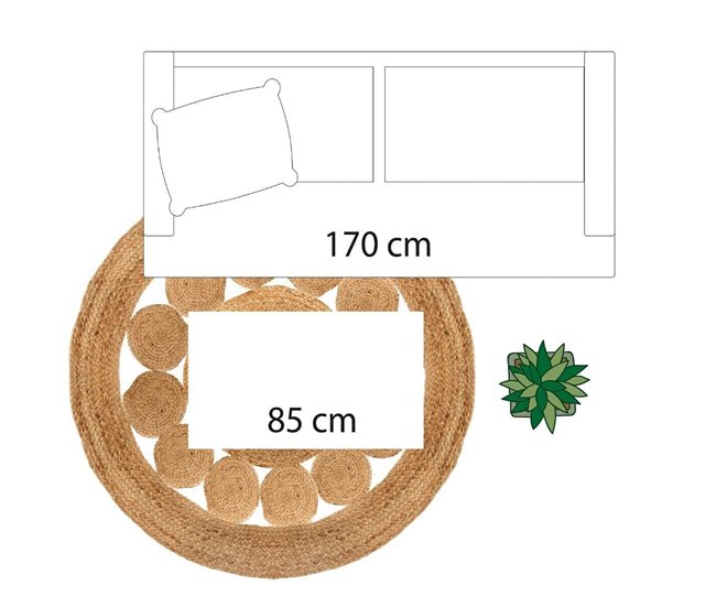 Alfombra De Yute Calada Para Un Interior 120x120 Beige