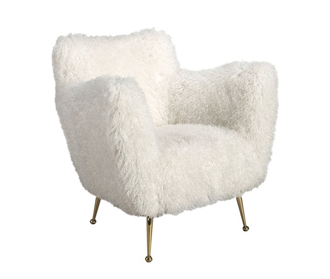 ANGEL CERDA Sillón tela pelo largo blanco Dorado